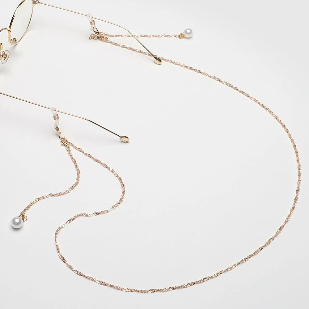 بند عینک مرواریدی با آویز، زنجیر چند منظوره با سگک دوبل، زنجیر تزئینی عینک آفتابی، طلایی