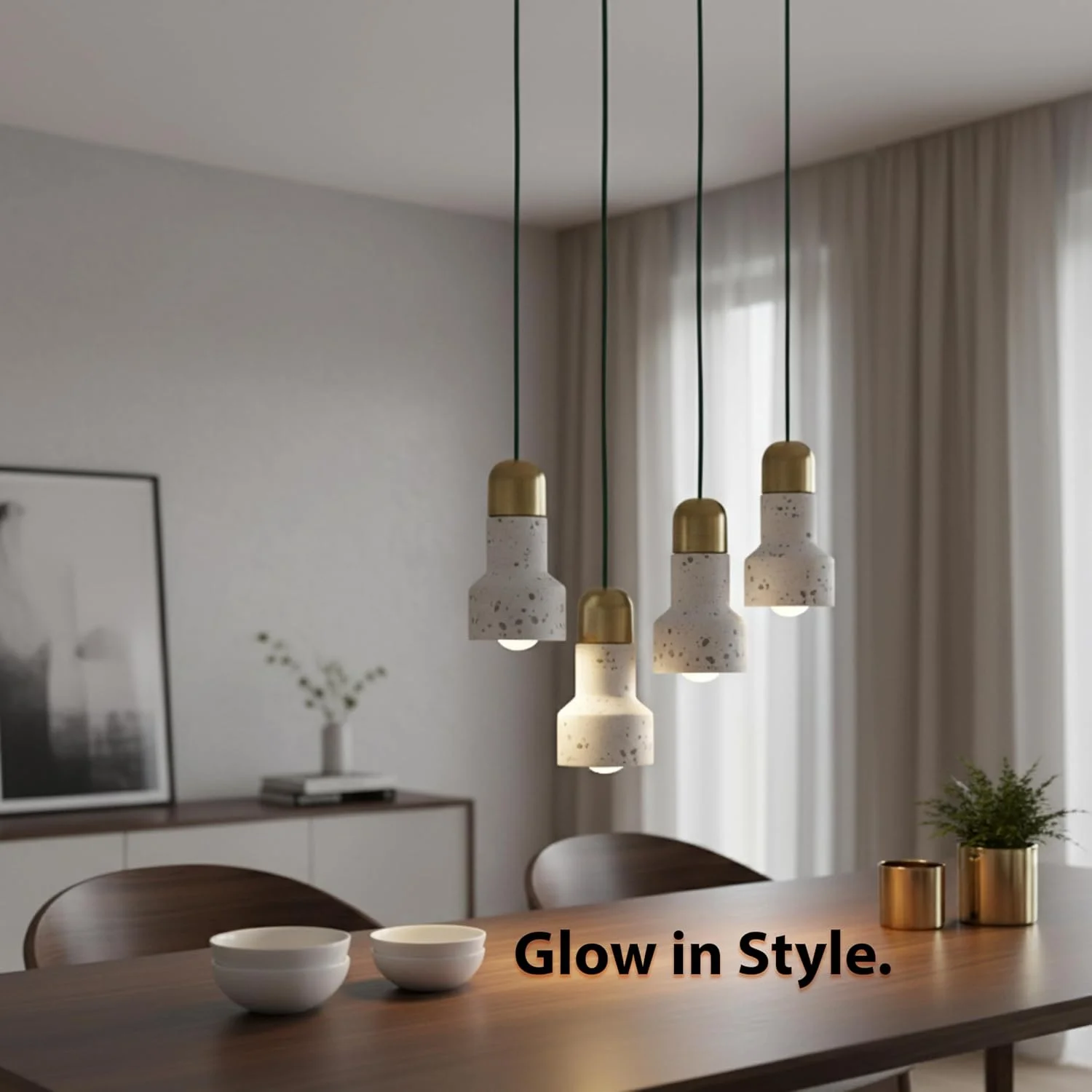 چراغ آویز ALFRIDAY - سرامیک طرح مرمر، لهجه برنجی، LED 3 وات، CCT سه رنگ (3000K/4000K/6500K)، دیمر پذیر (سفید)