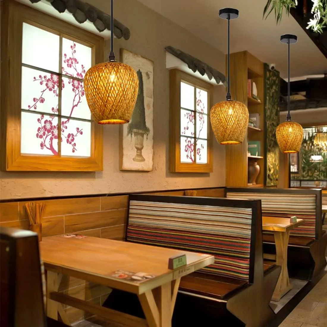 چراغ آویز حصیری طرح خانه روستایی، چراغ های آویز بامبو، چراغ سبدی بافته شده برای اتاق ناهارخوری، جزیره آشپزخانه، اتاق نشیمن، سرپیچ E26 چراغ آویز حصیری طرح خانه روستایی، چراغ های آویز بامبو، چراغ سبدی بافته شده برای اتاق ناهارخوری، جزیره آشپزخانه، اتاق نشیمن، سرپیچ E26