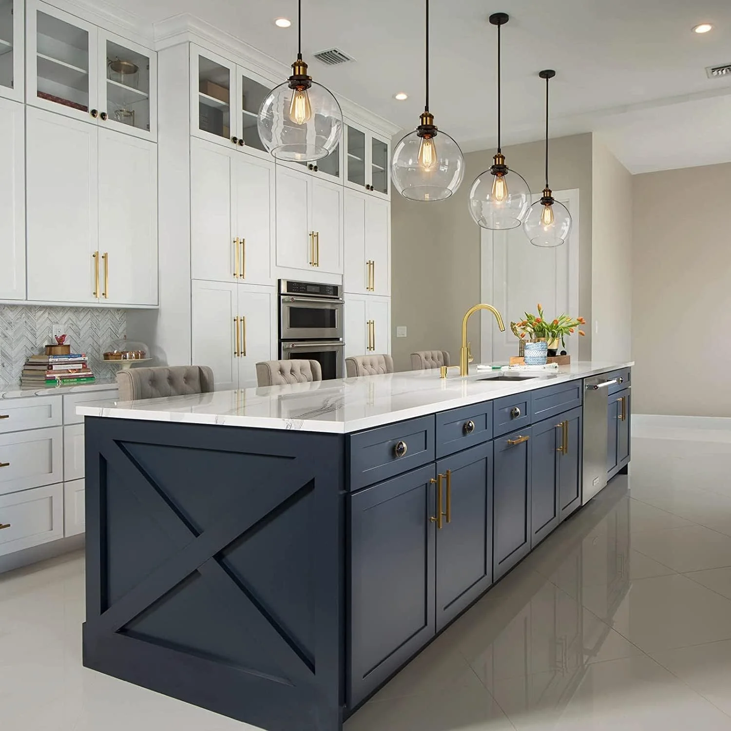 چراغ آویز شیشه ای وینتیج فوکاسال، چراغ های سقفی صنعتی با حباب شیشه ای شفاف، روشنایی آویز قابل تنظیم برای جزیره آشپزخانه اتاق ناهارخوری اتاق خواب (ø20CM)