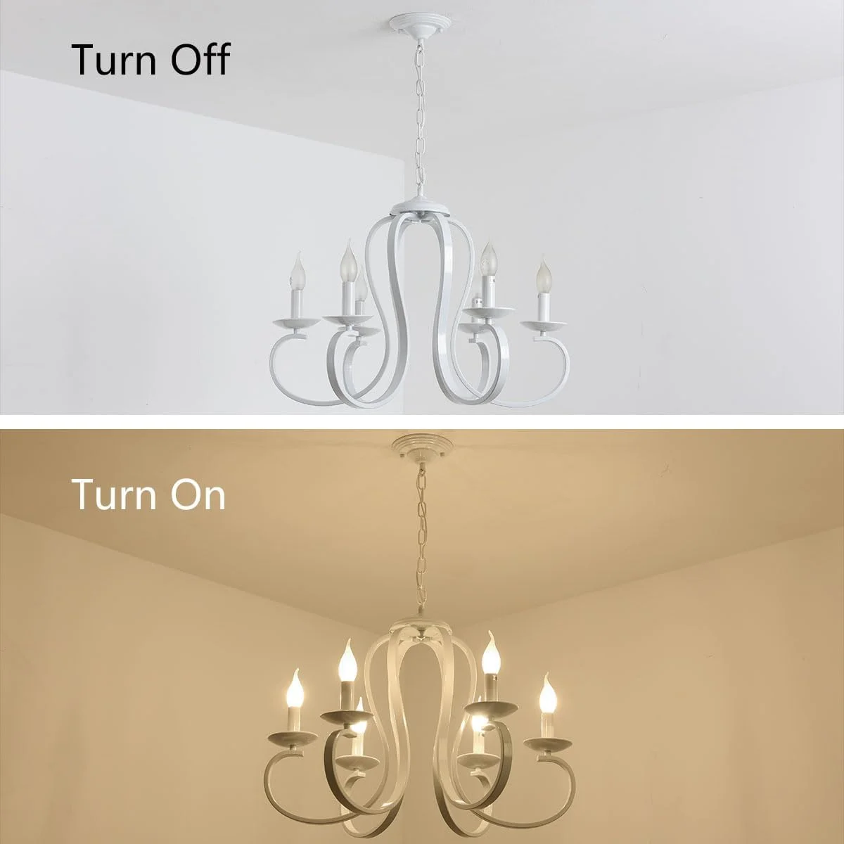 لوستر به سبک فرانسوی روستایی Ganeed، لوستر شش شاخه شمعدانی قدیمی، آویز فلزی روستیک، مناسب برای میز ناهارخوری، جزیره آشپزخانه، اتاق نشیمن، سفید