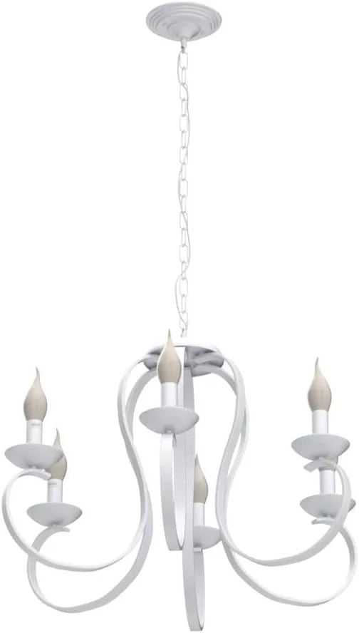 لوستر به سبک فرانسوی روستایی Ganeed، لوستر شش شاخه شمعدانی قدیمی، آویز فلزی روستیک، مناسب برای میز ناهارخوری، جزیره آشپزخانه، اتاق نشیمن، سفید