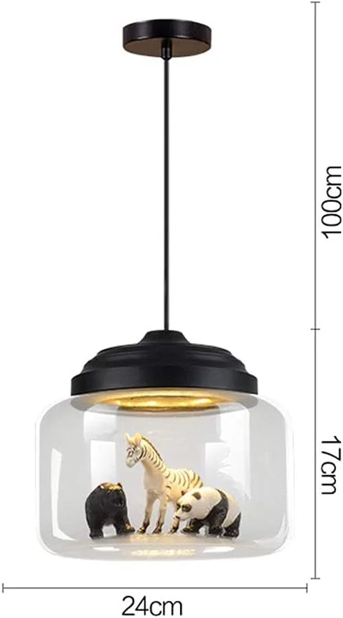 لوستر آویز شیشه ای حیوانات خلاقانه، لوستر LED تزئینی کارتونی DIY، چراغ آویز سقفی اتاق دخترانه پسرانه (رنگ: 2)