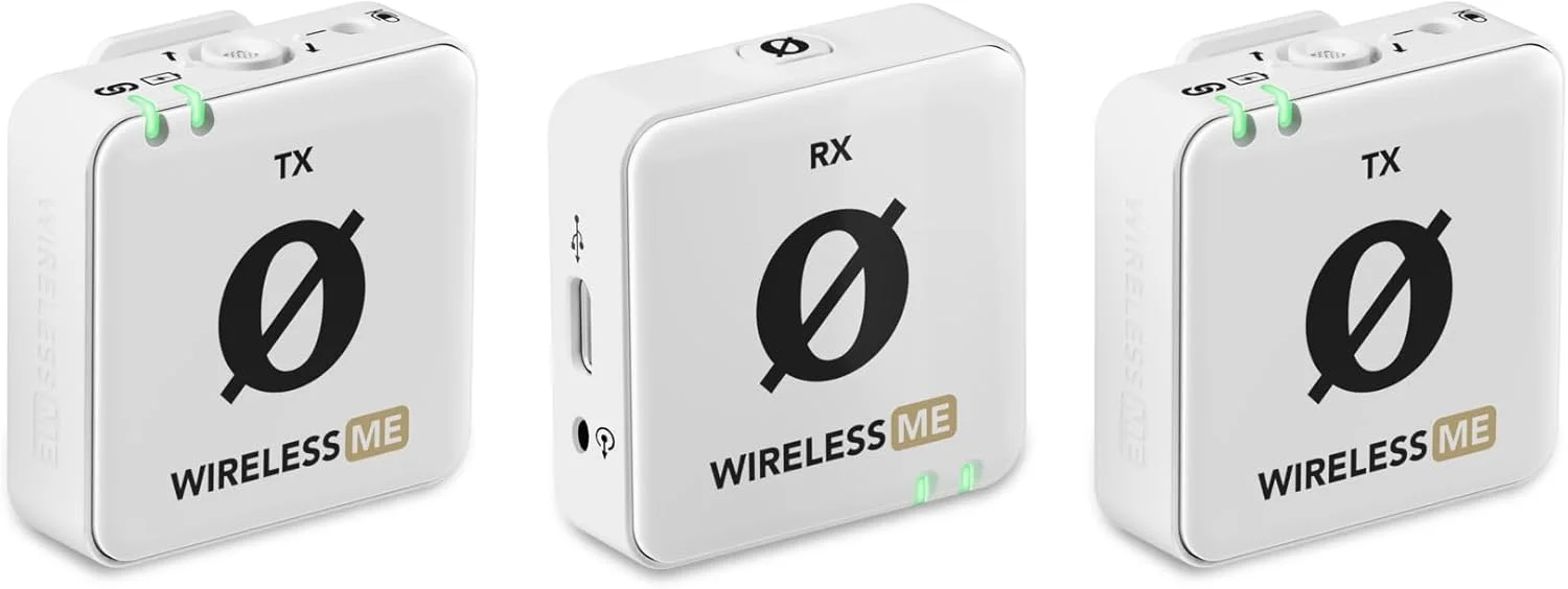 ست دوتایی میکروفون بیسیم فوقالعاده فشرده RØDE Wireless ME با میکروفونهای داخلی، فناوری GainAssist و برد 100 متری برای فیلمسازی، مصاحبهها و تولید محتوا (سفید) ست دوتایی میکروفون بیسیم فوقالعاده فشرده RØDE Wireless ME با میکروفونهای داخلی، فناوری GainAssist و برد 100 متری برای فیلمسازی، مصاحبهها و تولید محتوا (سفید)