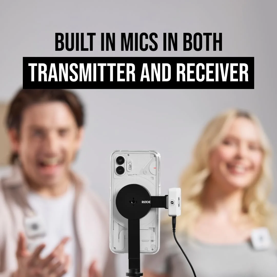 ست دوتایی میکروفون بیسیم فوقالعاده فشرده RØDE Wireless ME با میکروفونهای داخلی، فناوری GainAssist و برد 100 متری برای فیلمسازی، مصاحبهها و تولید محتوا (سفید) ست دوتایی میکروفون بیسیم فوقالعاده فشرده RØDE Wireless ME با میکروفونهای داخلی، فناوری GainAssist و برد 100 متری برای فیلمسازی، مصاحبهها و تولید محتوا (سفید)