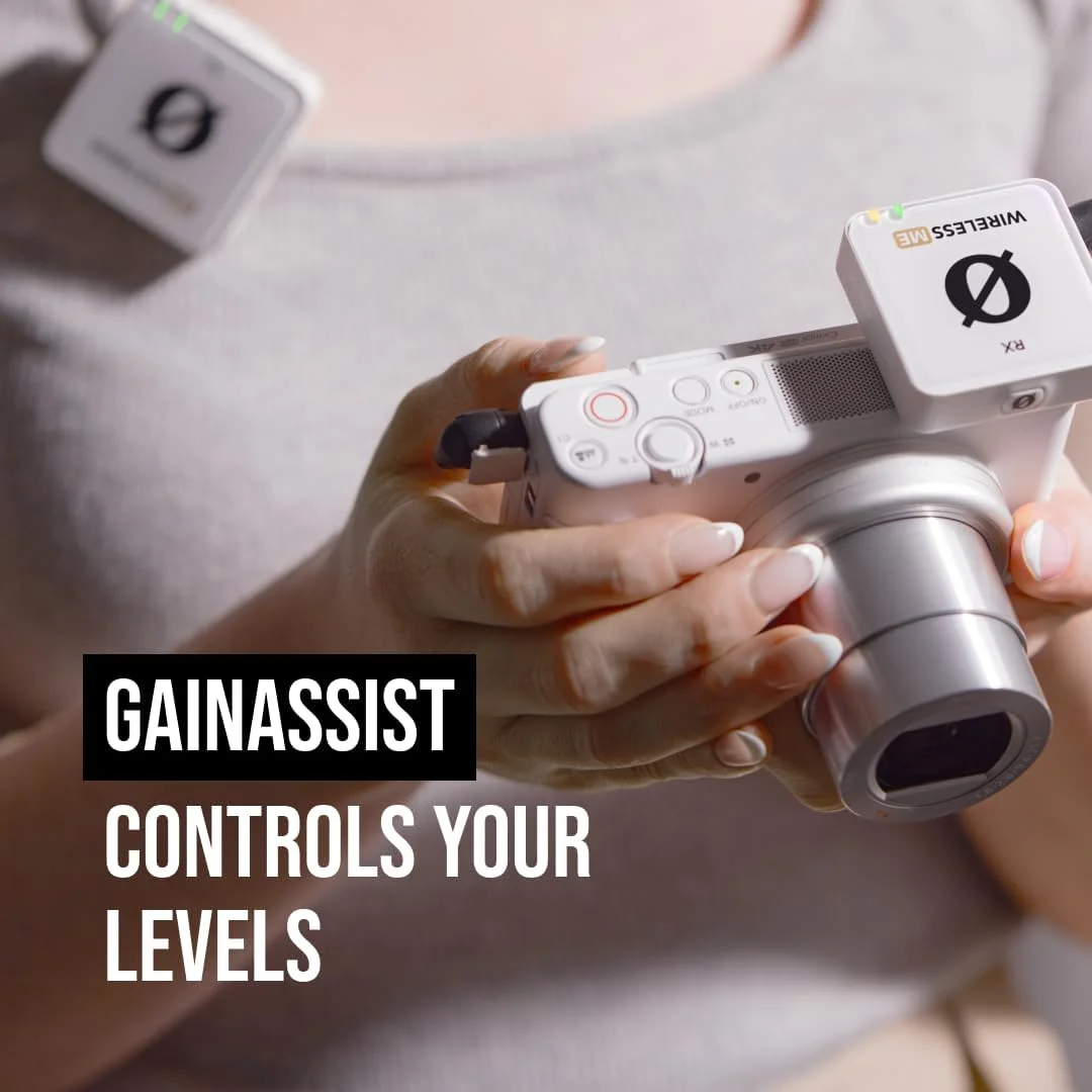 ست دوتایی میکروفون بیسیم فوقالعاده فشرده RØDE Wireless ME با میکروفونهای داخلی، فناوری GainAssist و برد 100 متری برای فیلمسازی، مصاحبهها و تولید محتوا (سفید) ست دوتایی میکروفون بیسیم فوقالعاده فشرده RØDE Wireless ME با میکروفونهای داخلی، فناوری GainAssist و برد 100 متری برای فیلمسازی، مصاحبهها و تولید محتوا (سفید)