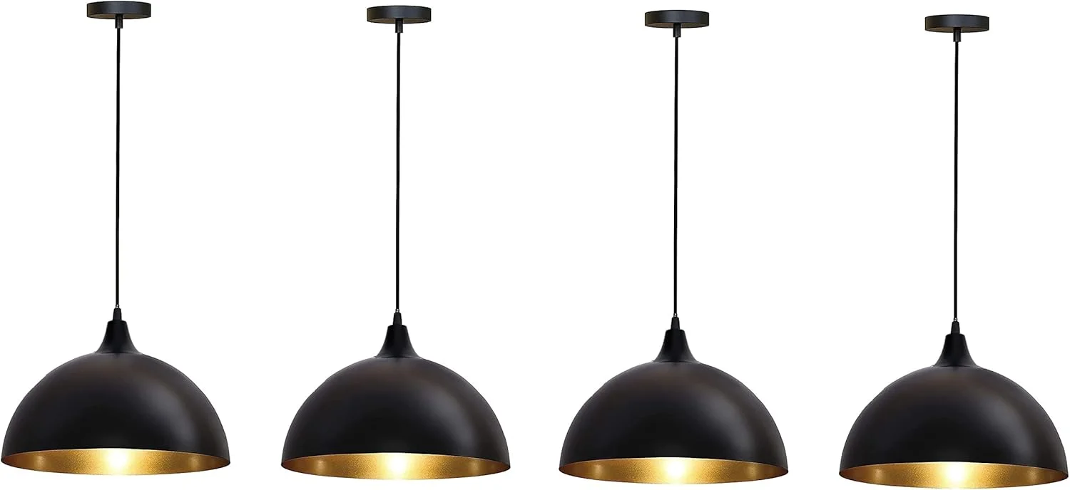 چراغ آویز سقفی الیت هوم، دکوراتیو، مناسب فضای داخلی، طراحی وینتج، نورپردازی متمرکز برای میز ناهارخوری، آشپزخانه، کافی بار، اتاق نشیمن، اتاق خواب، مشکی (لامپ شامل نمی شود) (بسته 4 عددی)