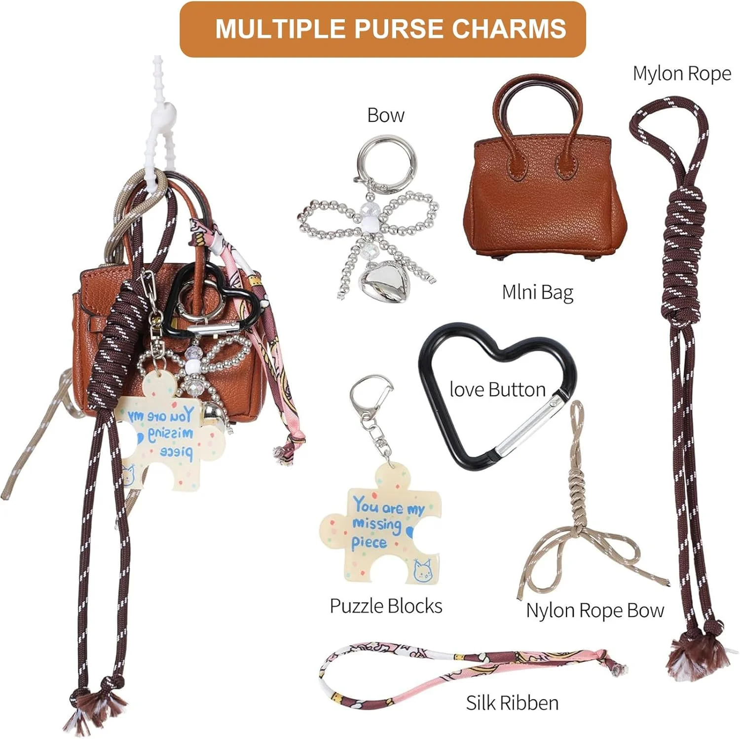 آویز کیف دستی، جاکلیدی کیف دستی مینیاتوری زیبا برای دختران و زنان، آویز تزئینی کیف چرمی، آویز کلید کیف شیک