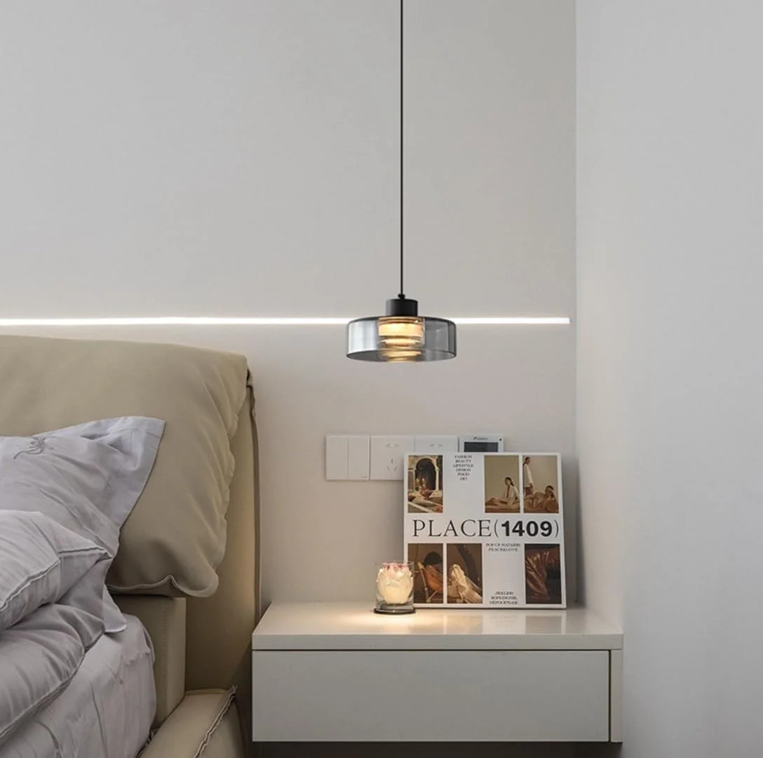 چراغ آویز کریستالی مینیمال، چراغ سقفی کریستالی خاکستری دودی، چراغ آویز تزئینی برای اتاق خواب، میز ناهار خوری، بار