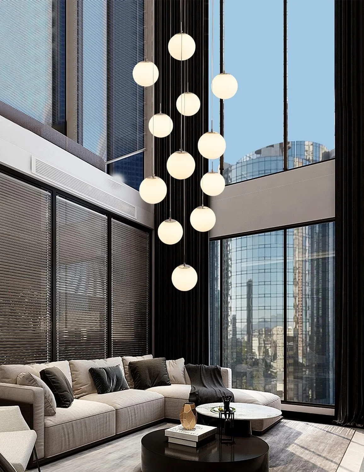 چراغ آویز H.W.S مدرن برای راه پله، چراغ آویز توپی، چراغ آویز G9 میز ناهار خوری با قابلیت تنظیم ارتفاع، لوستر راه پله، چراغ درخشان تزئینی برای اتاق نشیمن، ویلا، آشپزخانه، راهرو (12 شعله) چراغ آویز H.W.S مدرن برای راه پله، چراغ آویز توپی، چراغ آویز G9 میز ناهار خوری با قابلیت تنظیم ارتفاع، لوستر راه پله، چراغ درخشان تزئینی برای اتاق نشیمن، ویلا، آشپزخانه، راهرو (12 شعله)