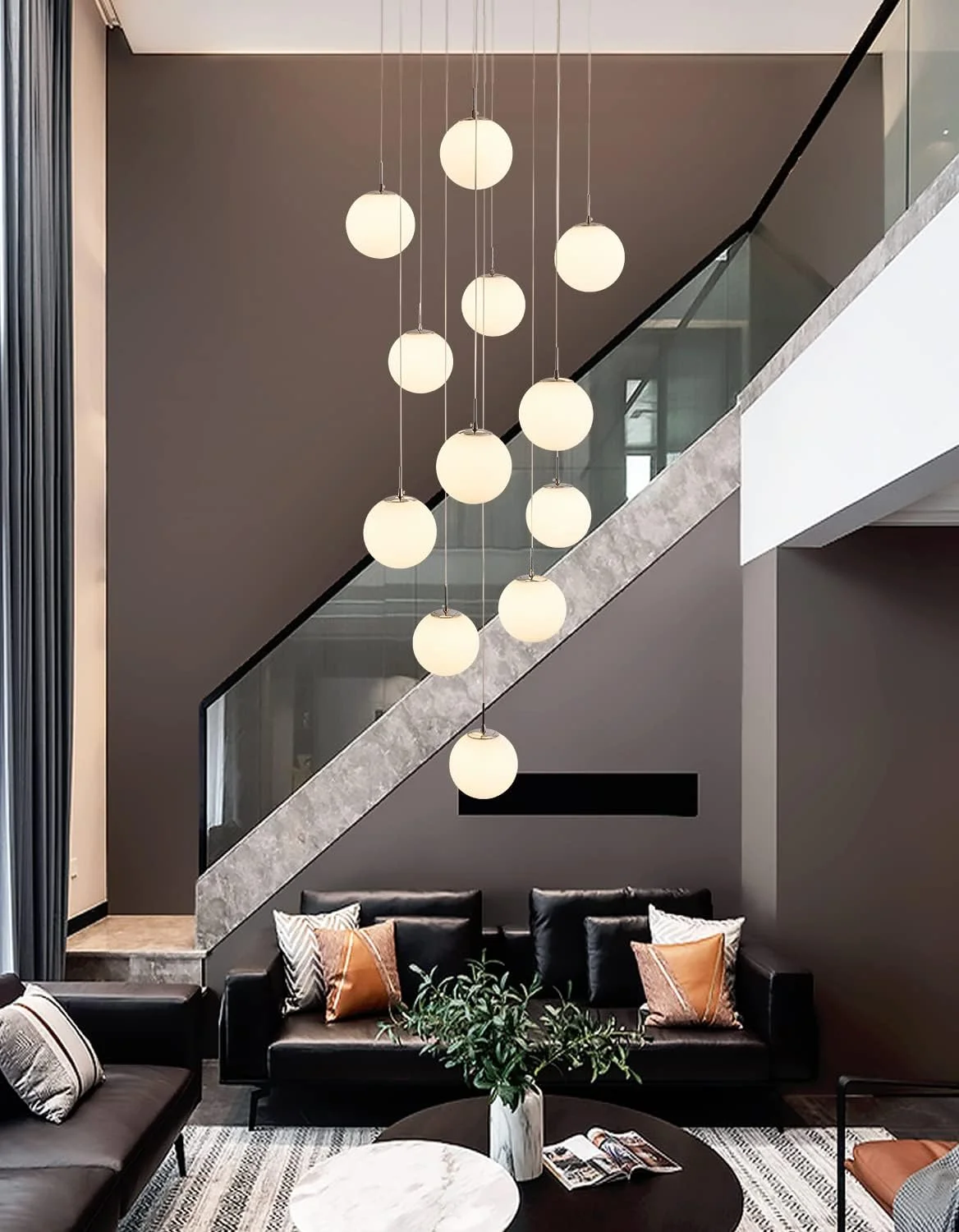 چراغ آویز H.W.S مدرن برای راه پله، چراغ آویز توپی، چراغ آویز G9 میز ناهار خوری با قابلیت تنظیم ارتفاع، لوستر راه پله، چراغ درخشان تزئینی برای اتاق نشیمن، ویلا، آشپزخانه، راهرو (12 شعله) چراغ آویز H.W.S مدرن برای راه پله، چراغ آویز توپی، چراغ آویز G9 میز ناهار خوری با قابلیت تنظیم ارتفاع، لوستر راه پله، چراغ درخشان تزئینی برای اتاق نشیمن، ویلا، آشپزخانه، راهرو (12 شعله)