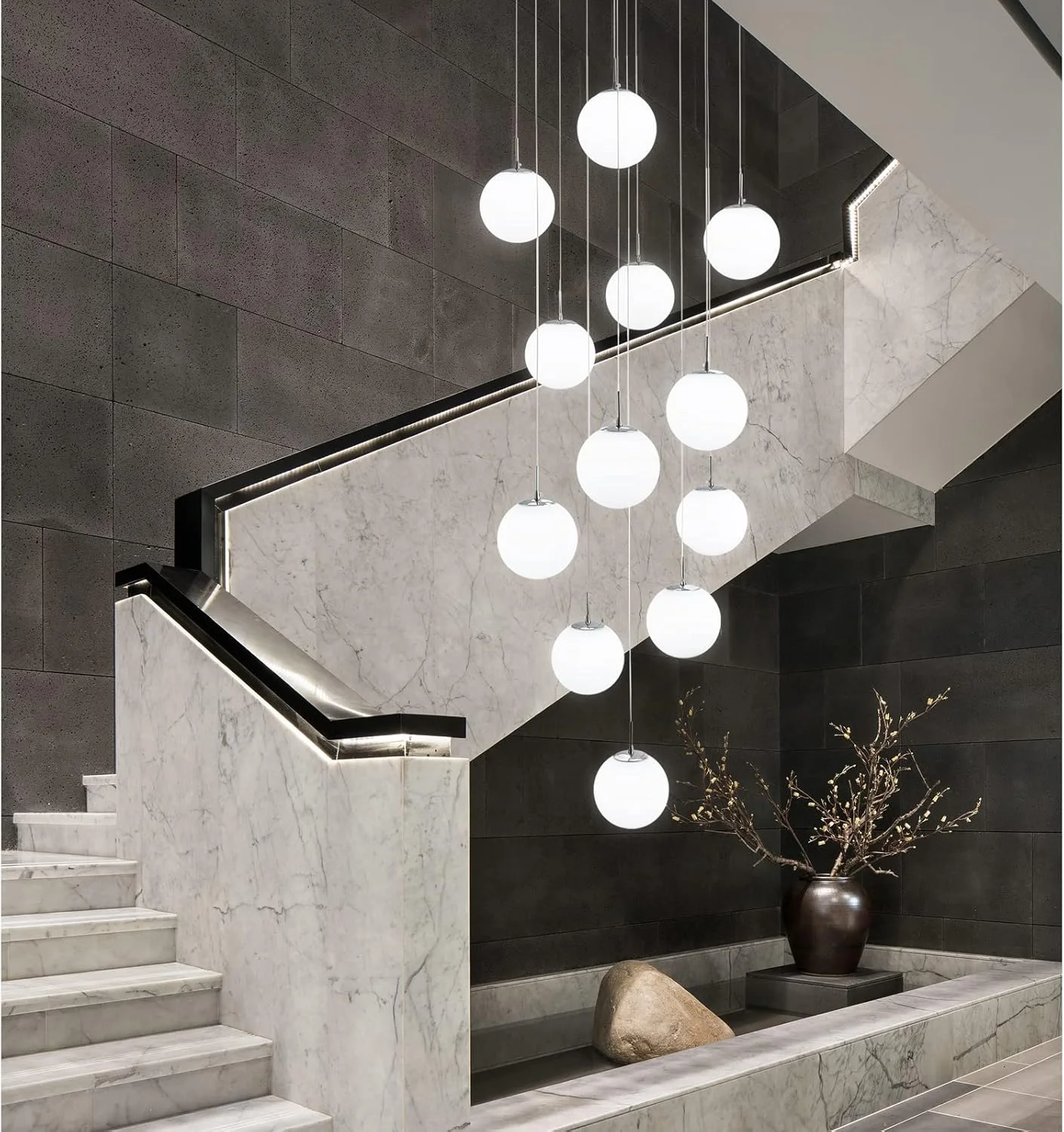 چراغ آویز H.W.S مدرن برای راه پله، چراغ آویز توپی، چراغ آویز G9 میز ناهار خوری با قابلیت تنظیم ارتفاع، لوستر راه پله، چراغ درخشان تزئینی برای اتاق نشیمن، ویلا، آشپزخانه، راهرو (12 شعله) چراغ آویز H.W.S مدرن برای راه پله، چراغ آویز توپی، چراغ آویز G9 میز ناهار خوری با قابلیت تنظیم ارتفاع، لوستر راه پله، چراغ درخشان تزئینی برای اتاق نشیمن، ویلا، آشپزخانه، راهرو (12 شعله)