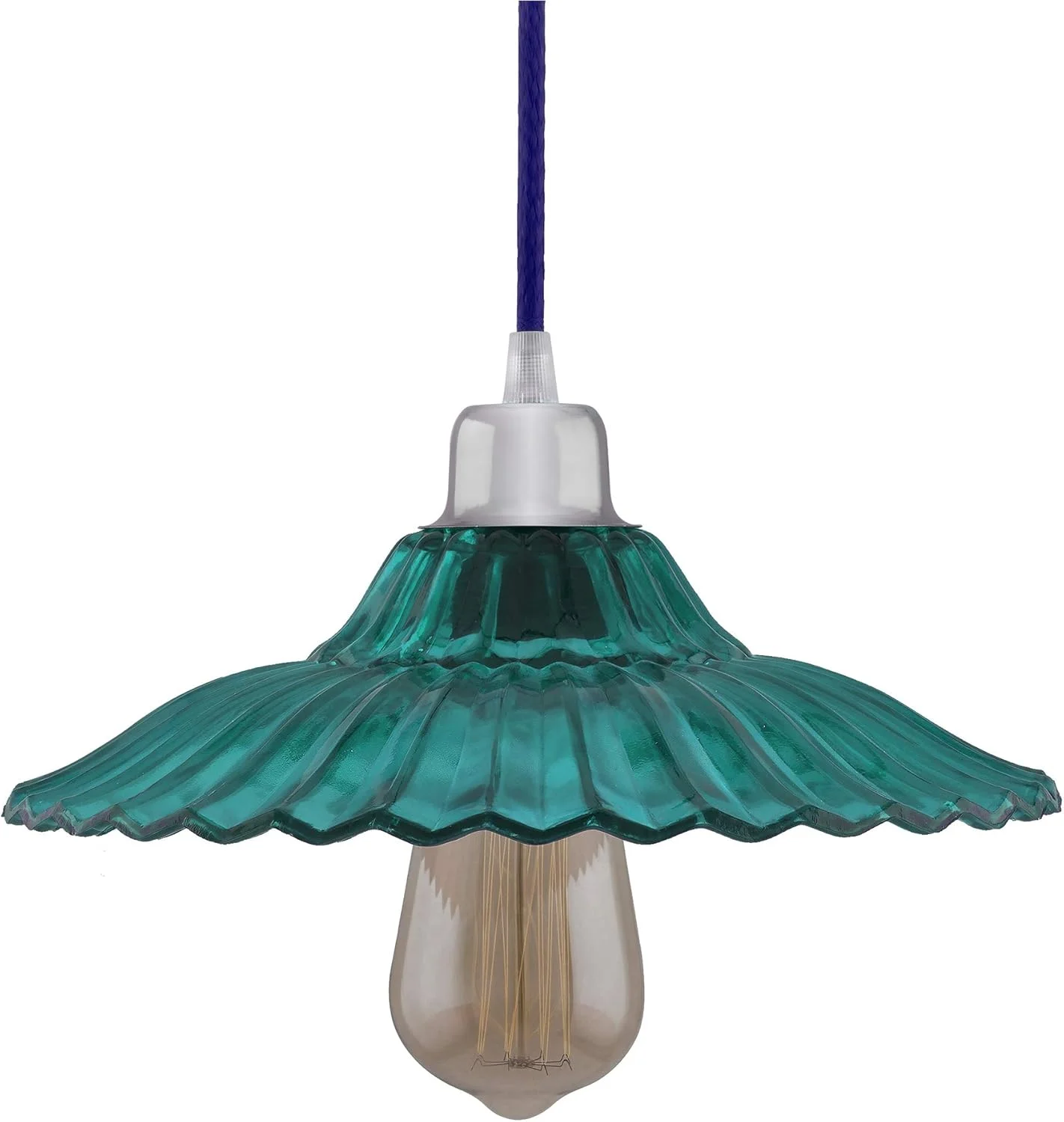 چراغ آویز Homesake با سرپیچ E27 و شید شیشه ای رنگی | لامپ رشته ای LED | چراغ آویز سقفی، لوستر تزئینی عتیقه، جھومار، لوازم دکوری منزل - مشکی