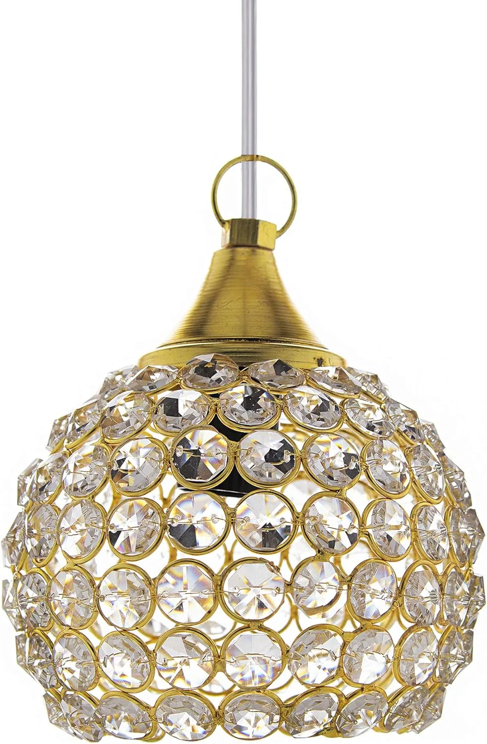 چراغ آویز کریستالی Homesake - چراغ سقفی مدرن، دکوراسیون شیک منزل، نور سفید گرم، مناسب اتاق نشیمن، اتاق خواب، طراحی معاصر، لوستر کریستالی تزئینی، روشنایی بهبود خانه (طلایی)