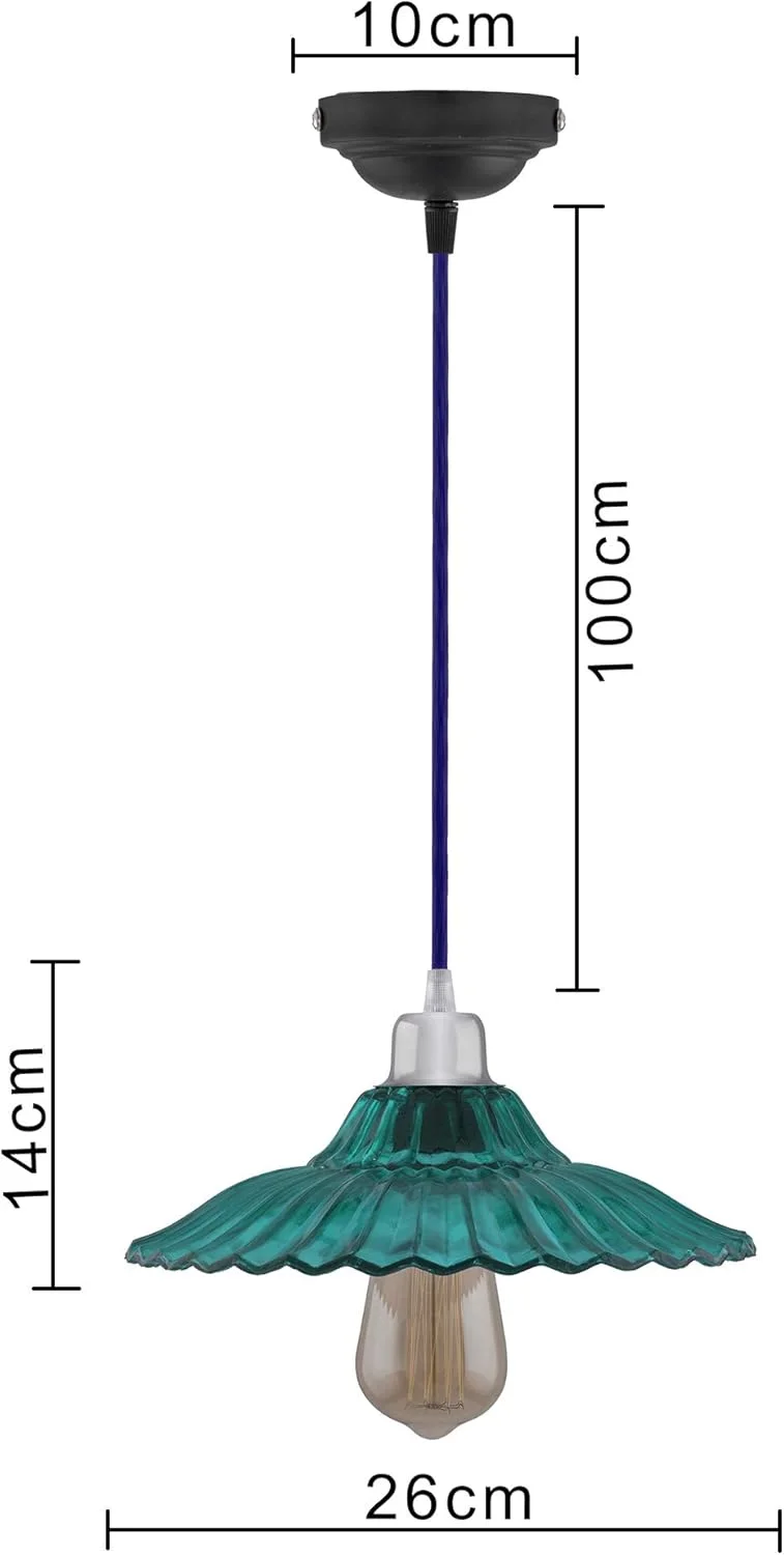 چراغ آویز Homesake با سرپیچ E27 و شید شیشه ای رنگی | لامپ رشته ای LED | چراغ آویز سقفی، لوستر تزئینی عتیقه، جھومار، لوازم دکوری منزل - مشکی