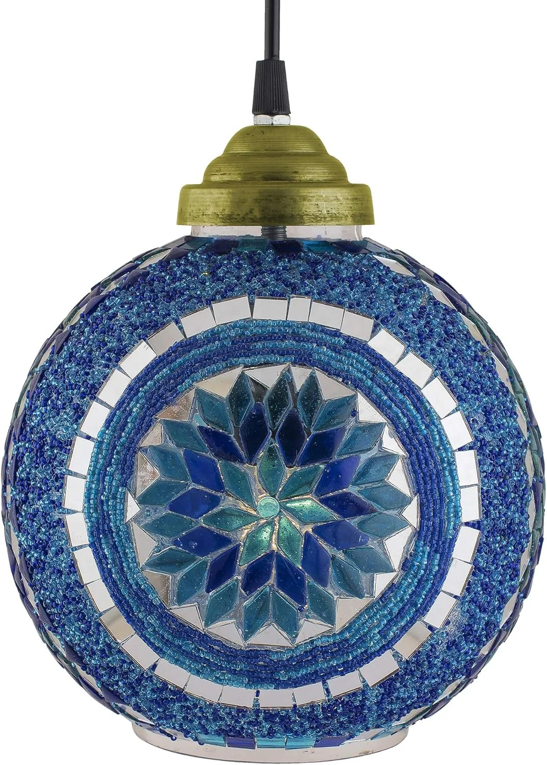 لوستر آویز سقفی موزاییکی مراکشی آبی رنگ Homesake، چراغ آویز دست ساز، آبی
