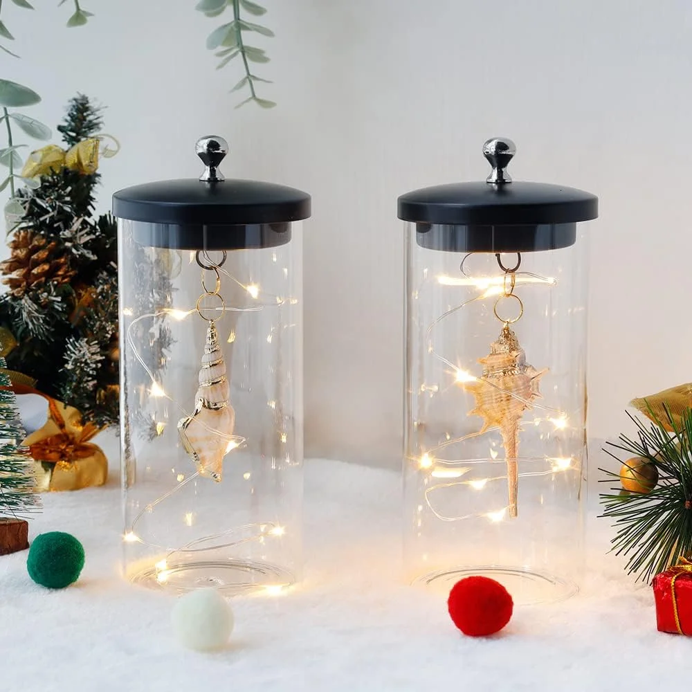 JHY DESIGN ست 2 عددی آباژور تزئینی طرح صدف دریایی، چراغ های باتری خور 7 اینچی بدون سیم با چراغ های تزئینی برای اتاق نشیمن، اتاق خواب، آشپزخانه، عروسی، کریسمس