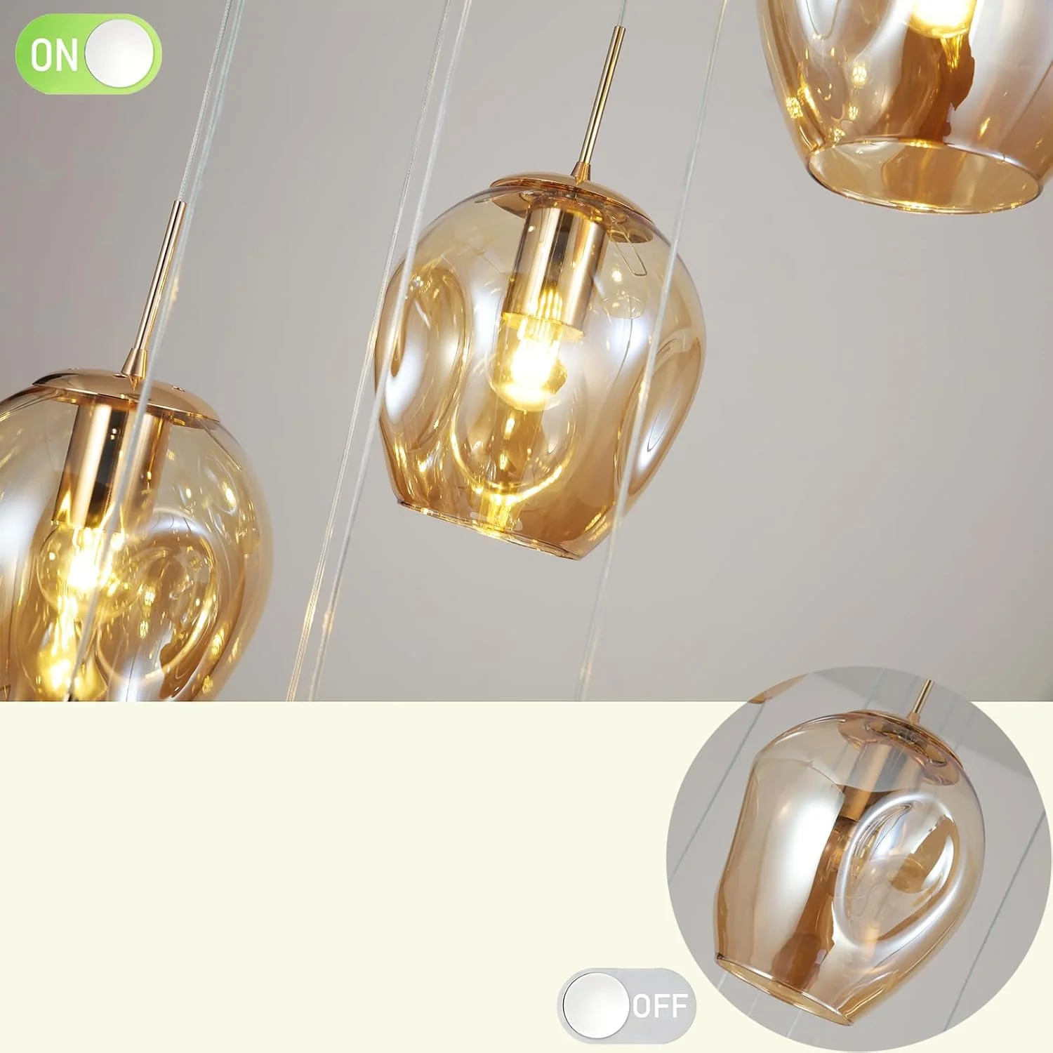 لوستر آویز راه پله مدرن، لوستر سقفی آویز با گوی های شیشه ای، لامپ ال ای دی، چراغ آویز چند شاخه بزرگ برای اتاق نشیمن، راهرو، ویلا (10 شاخه)