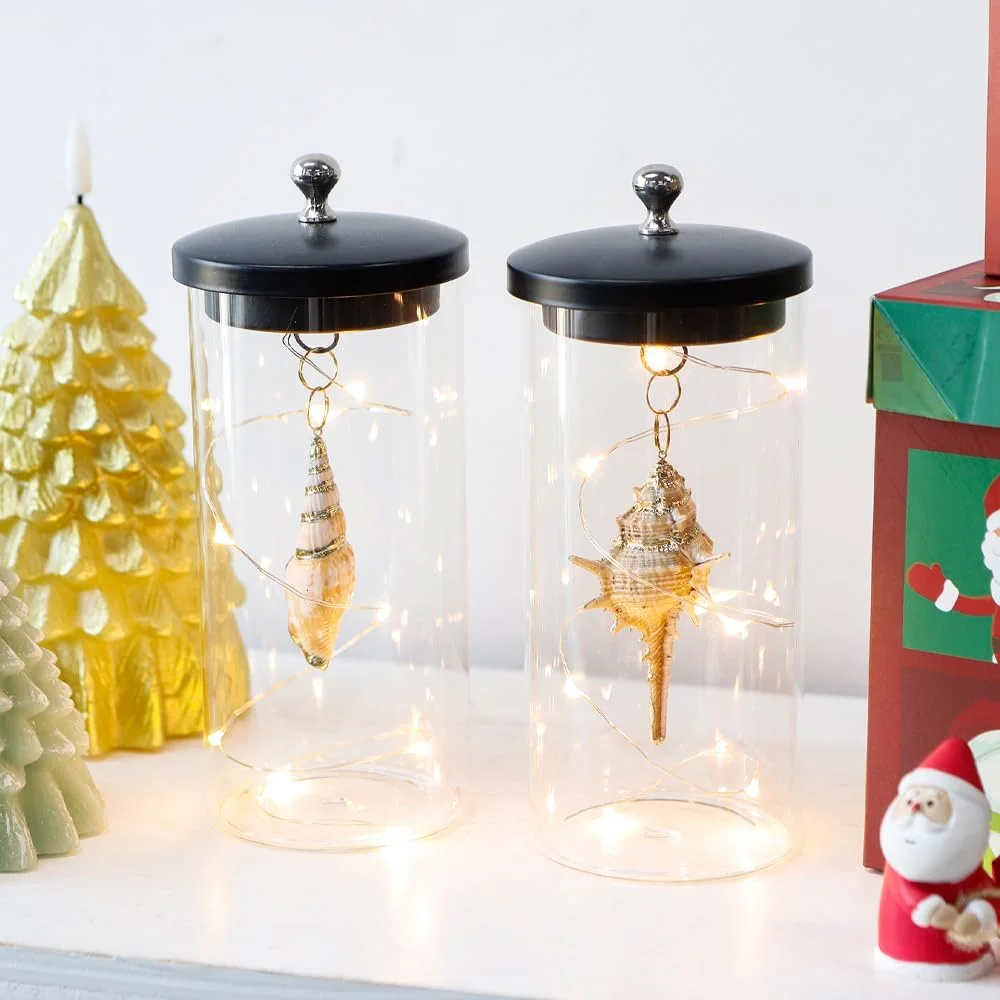 JHY DESIGN ست 2 عددی آباژور تزئینی طرح صدف دریایی، چراغ های باتری خور 7 اینچی بدون سیم با چراغ های تزئینی برای اتاق نشیمن، اتاق خواب، آشپزخانه، عروسی، کریسمس