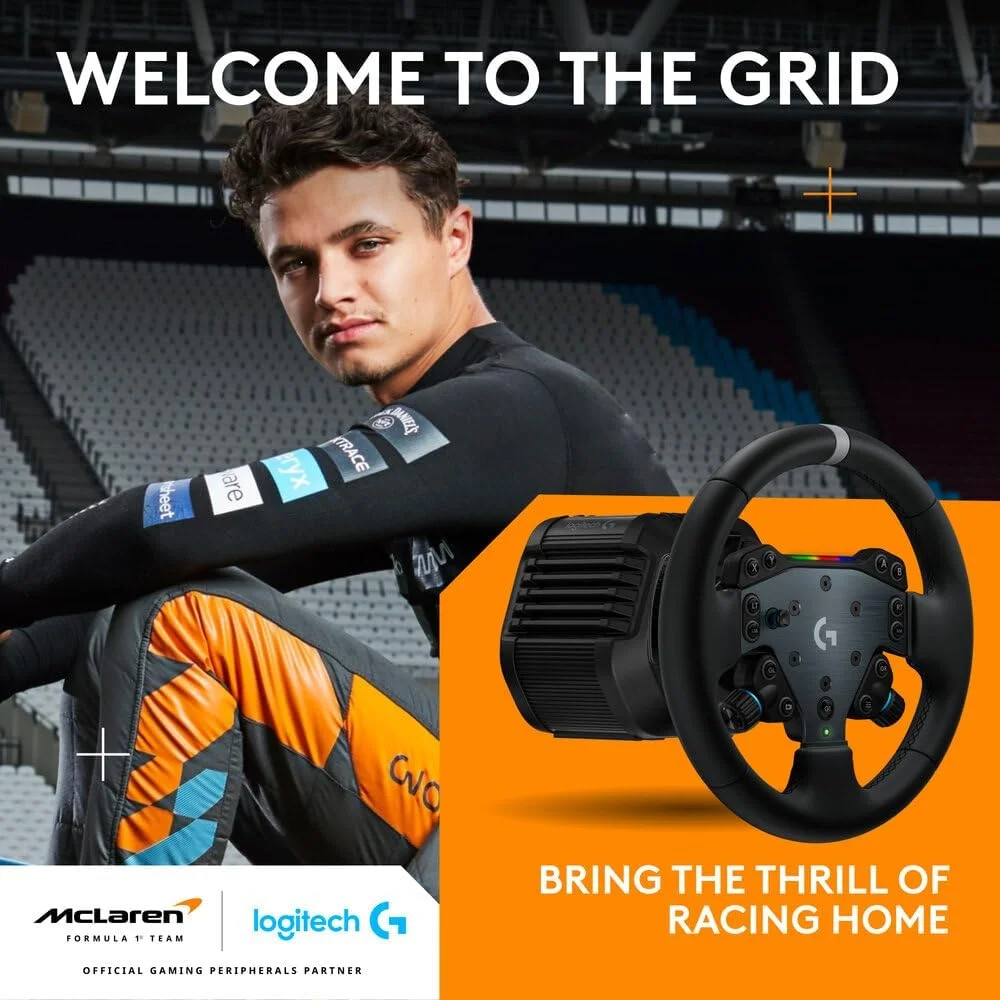 سیستم Logitech G RS50، مجموعه فرمان مسابقه شبیه ساز 3 تکه - پایه فرمان RS50 با درایو مستقیم 8 نیوتن متر، هاب فرمان RS با 13 دکمه و فرمان گرد RS 11 اینچی - برای کامپیوتر