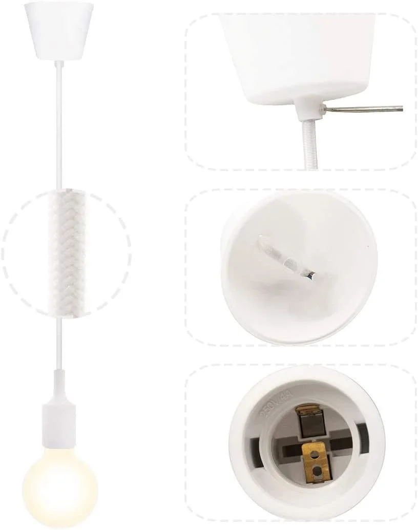 چراغ آویز سقفی تزئینی کوچک سفید رنگ لاتوس با سرپیچ E27، مناسب برای آشپزخانه، اتاق ناهارخوری، اتاق کودکان، اتاق نشیمن، لافت و دفتر، حداکثر طول 100 سانتی متر