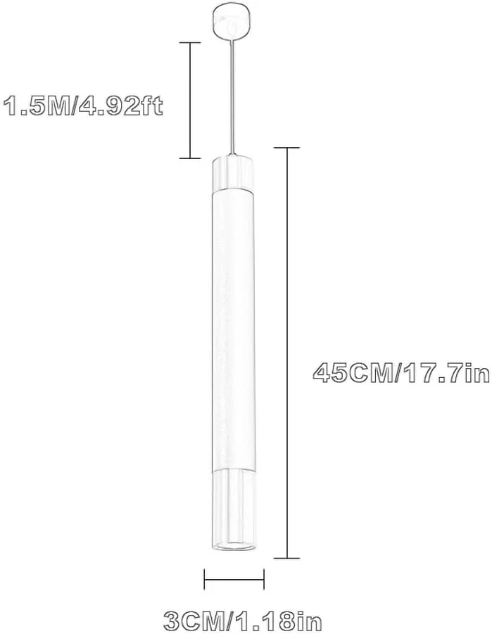 چراغ آویز آلومینیومی با روکش طلایی، چراغ آویز لوله ای بلند خلاقانه، نورپردازی آویز جزیره آشپزخانه مینیمالیستی، چراغ های آویز تزئینی صنعتی 3 وات LED