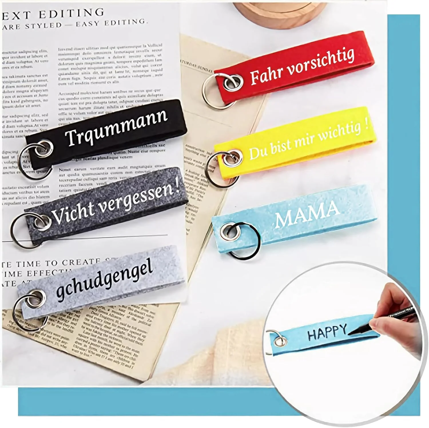 جاکلیدی نمدی مسن، 20 عدد جاکلیدی خام DIY، آویز جاکلیدی 10 رنگ برای کلید، کیف دستی، کیف پول، لوازم جانبی تزئینی