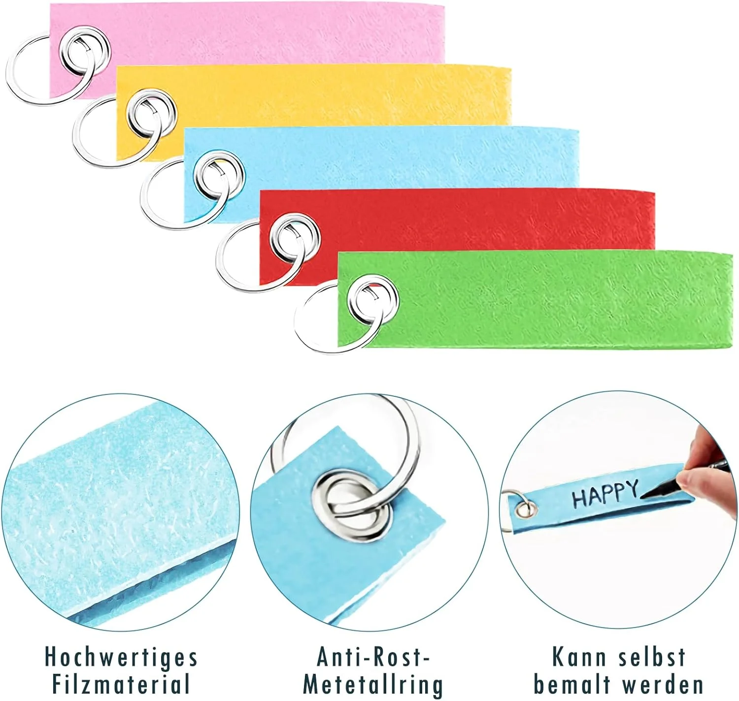 جاکلیدی نمدی مسن، 20 عدد جاکلیدی خام DIY، آویز جاکلیدی 10 رنگ برای کلید، کیف دستی، کیف پول، لوازم جانبی تزئینی