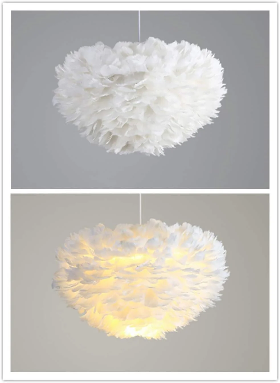 چراغ آویز پر نینا، مدرن، مینیمالیستی، خلاقانه، چراغ های تزئینی، چراغ سقفی بیضی رمانتیک زردآلویی، مناسب اتاق نشیمن، سالن غذاخوری، بهترین هدیه برای عزیزانتان، سفید، 30 سانتی متر