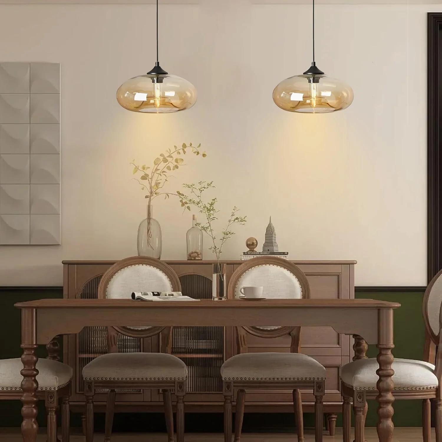 چراغ آویز با حباب شیشه ای 28 سانتی متری، چراغ آویز سقفی E27 3000K به سبک صنعتی و قدیمی مناسب برای آشپزخانه، ناهارخوری و اتاق نشیمن، رنگ کهربایی