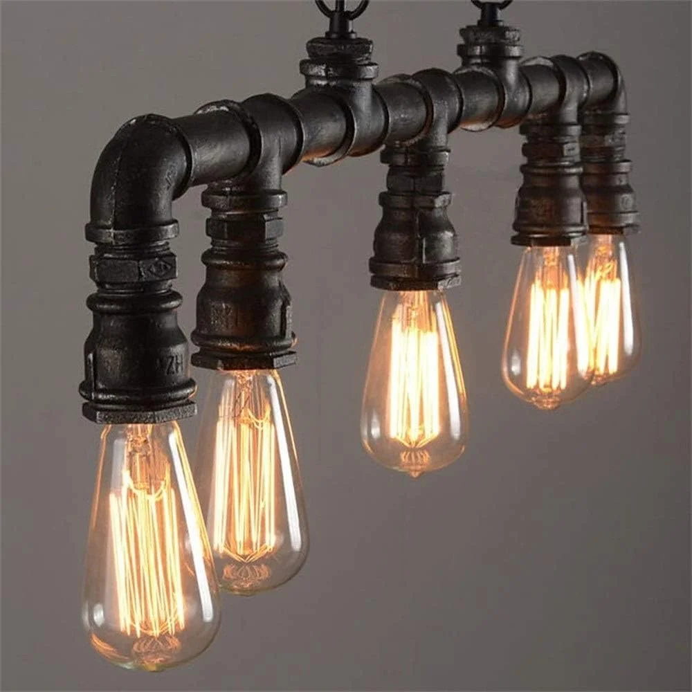 لوستر آویز لوله آب محبوب، مناسب برای کافه، رستوران، بار، فروشگاه لباس، لوستر تزئینی 5 شاخه 100 * 15 سانتی متر