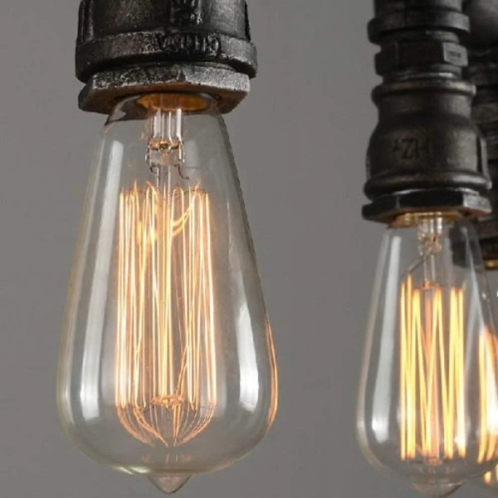 لوستر آویز لوله آب محبوب، مناسب برای کافه، رستوران، بار، فروشگاه لباس، لوستر تزئینی 5 شاخه 100 * 15 سانتی متر