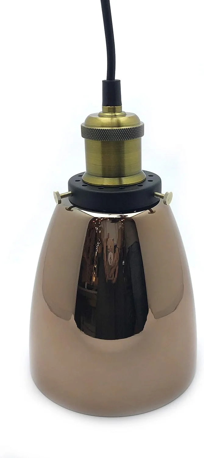 چراغ آویز تزئینی شنی، مناسب برای میز ناهارخوری، بار، کافه و کانتر، رنگ رزگلد، سایز 5 اینچ