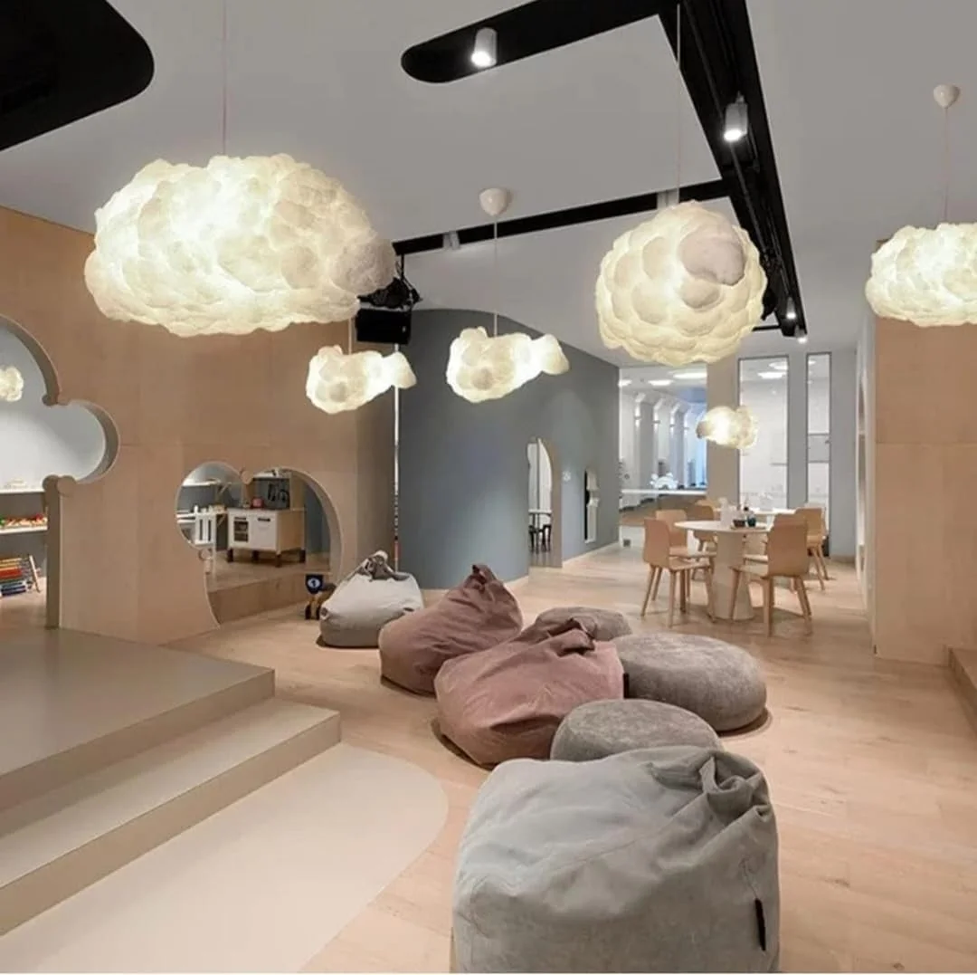 چراغ آویز ابری شبیه سازی شده، لوستر پنبه ای خلاقانه، چراغ سقفی شناور، چراغ آویز سقفی تزئینی برای اتاق خواب، اتاق غذاخوری، راهرو 3000K 4000K 6500K (40x23cm)