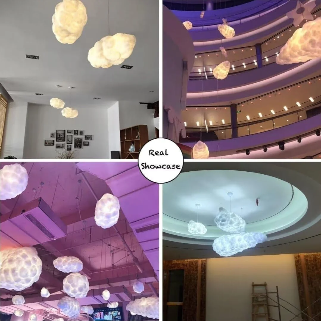 چراغ آویز ابری شبیه سازی شده، لوستر پنبه ای خلاقانه، چراغ سقفی شناور، چراغ آویز سقفی تزئینی برای اتاق خواب، اتاق غذاخوری، راهرو 3000K 4000K 6500K (40x23cm)