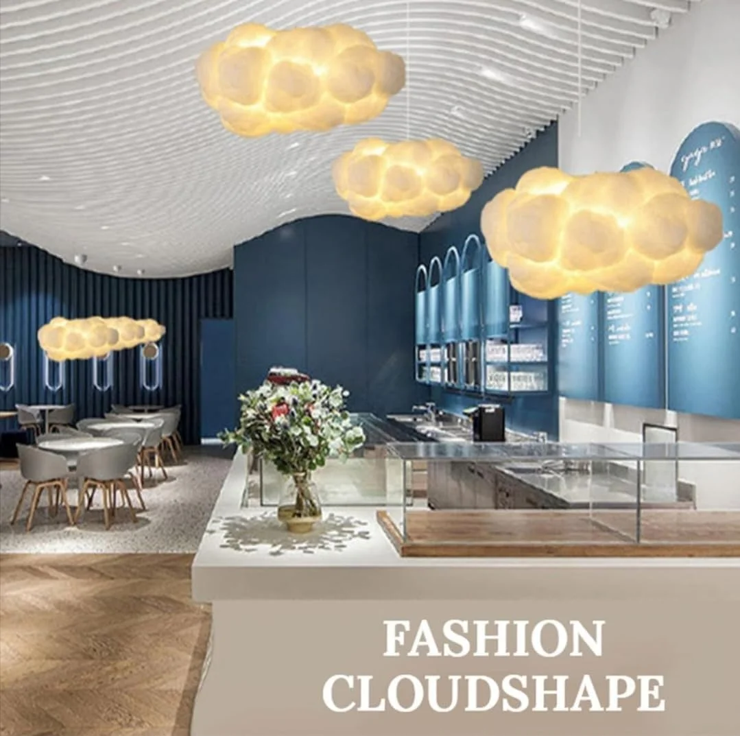 چراغ آویز ابری شبیه سازی شده، لوستر پنبه ای خلاقانه، چراغ سقفی شناور، چراغ آویز تزئینی سقفی برای اتاق خواب، اتاق غذاخوری، راهرو 3000K 4000K 6500K (30x20cm)