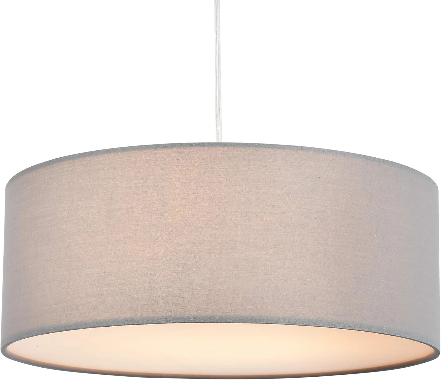 چراغ آویز، چراغ سقفی آویز، آباژور پارچه ای مدرن، آباژور استوانه ای بزرگ خاکستری، گرد، برای اتاق خواب، اتاق ناهار خوری، اتاق نشیمن، 3 لامپ، E27