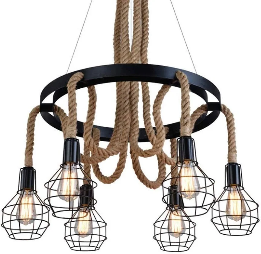 چراغ آویز دکوراتیو لوستر آهن فرفورژه به سبک صنعتی رترو برای اتاق نشیمن اتاق خواب رستوران