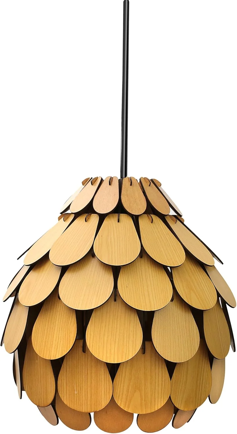لوستر آویز کاج باشکوه سوباه لیمیا، چراغ سقفی چوبی پرداخت شده برای اتاق نشیمن، اتاق خواب، دفتر و نورپردازی تزئینی بیشتر (پرداخت شده، بزرگ)