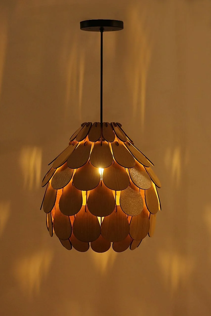 لوستر آویز کاج باشکوه سوباه لیمیا، چراغ سقفی چوبی پرداخت شده برای اتاق نشیمن، اتاق خواب، دفتر و نورپردازی تزئینی بیشتر (پرداخت شده، بزرگ)