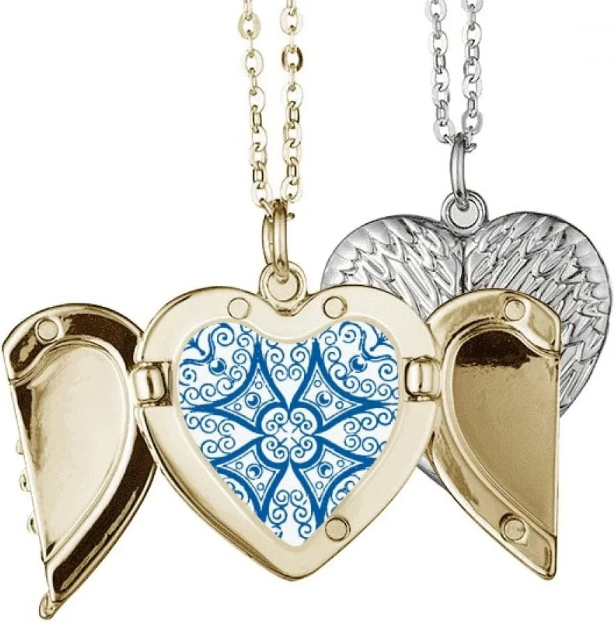 گردنبند آویز بال فرشته با طرح تزئینی تالاورا آبی رنگ - مناسب برای زوج ها