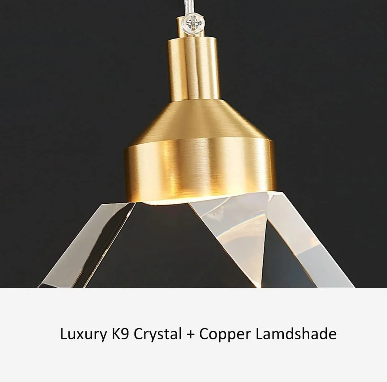 چراغ آویز کریستالی مدرن، چراغ آویز کریستالی ال ای دی 3 رنگ، مناسب برای نورپردازی جزیره آشپزخانه، اتاق خواب، اتاق نشیمن و اتاق غذاخوری (طلایی)