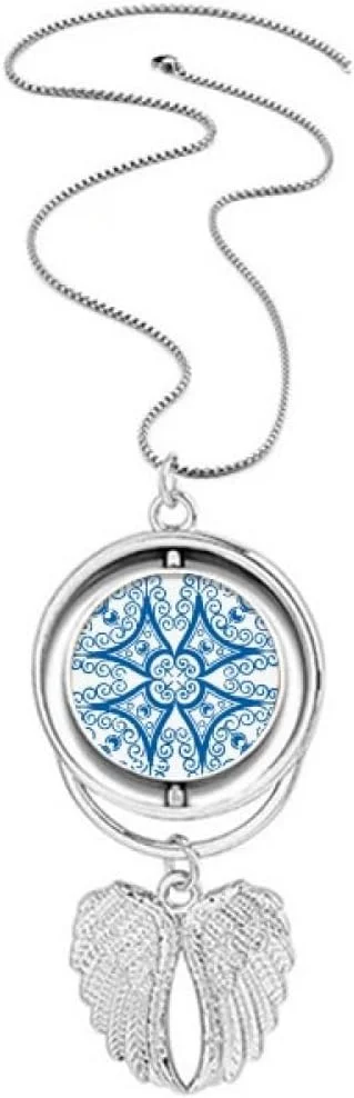 گردنبند آویز طرح تزئینی تالاورا با تصویرسازی آبی بال فرشته چرخان
