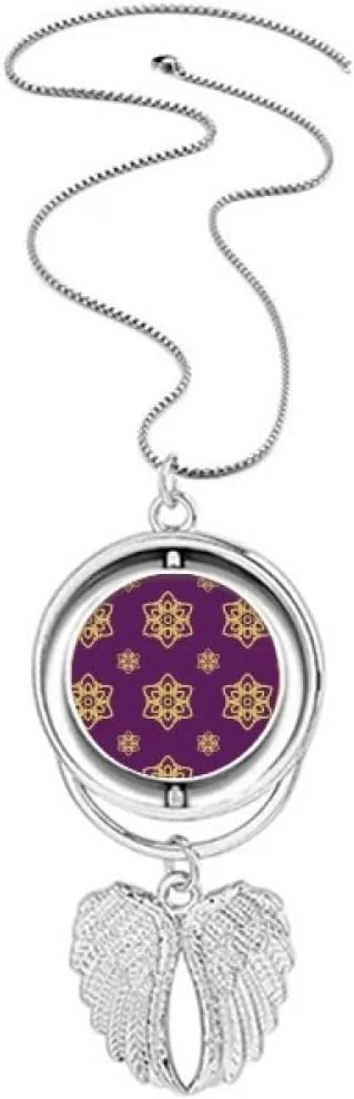 گردنبند آویز طرح تایلندی بنفش با نقش تزئینی بال های فرشته چرخان