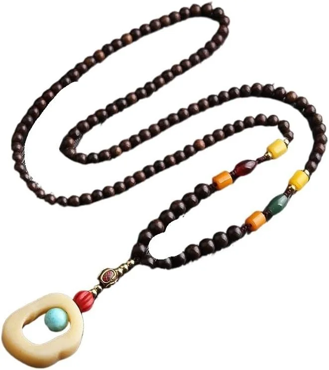 گردنبند سبک قومیتی جواهرات قدیمی آویز استخوان شتر زنانه زنجیر ژاکت آویز تزئینی لباس بلند