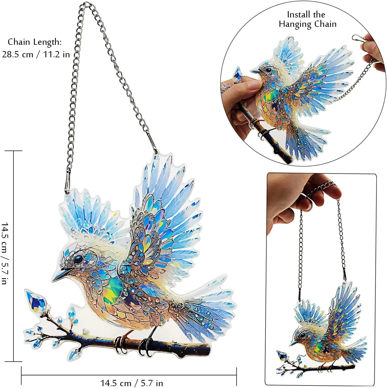 آویز تزئینی پرنده زیبا Tipmant برای خانه، دیوار، اتاق نشیمن، دکوراسیون صحنه جشنواره، صفحه اکریلیک تخت دو بعدی با جلوه بصری سه بعدی