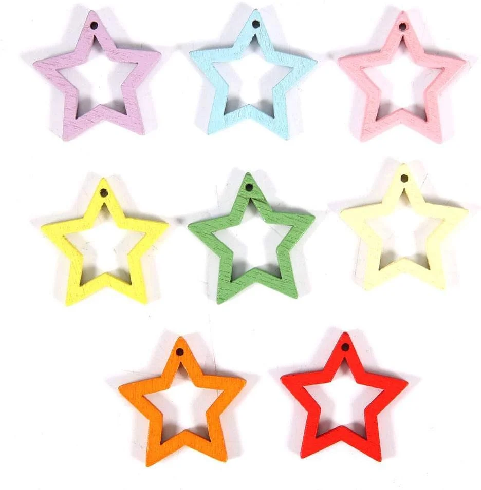 کیت آویز تزئینی گوشواره چوبی، آویز گوشواره رنگ تصادفی 50 عددی برای تزئینات مو و تلفن (2525 میلی متر)