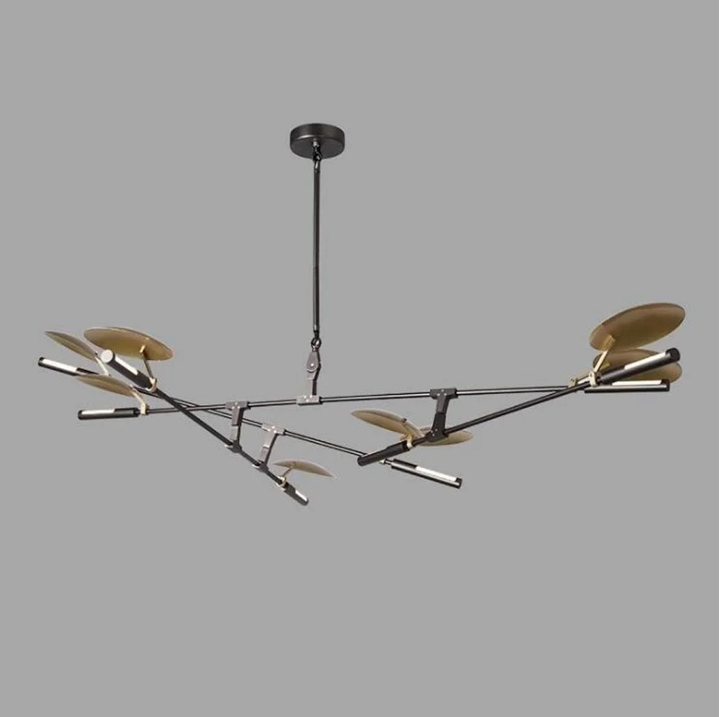 لوستر یون‌ژی - لوستر ال‌ای‌دی، آویز تزئینی پروانه‌ای طلایی مدرن با ۸ شاخه، چراغ آویز خلاقانه برای اتاق ناهارخوری، اتاق نشیمن و اتاق نمونه