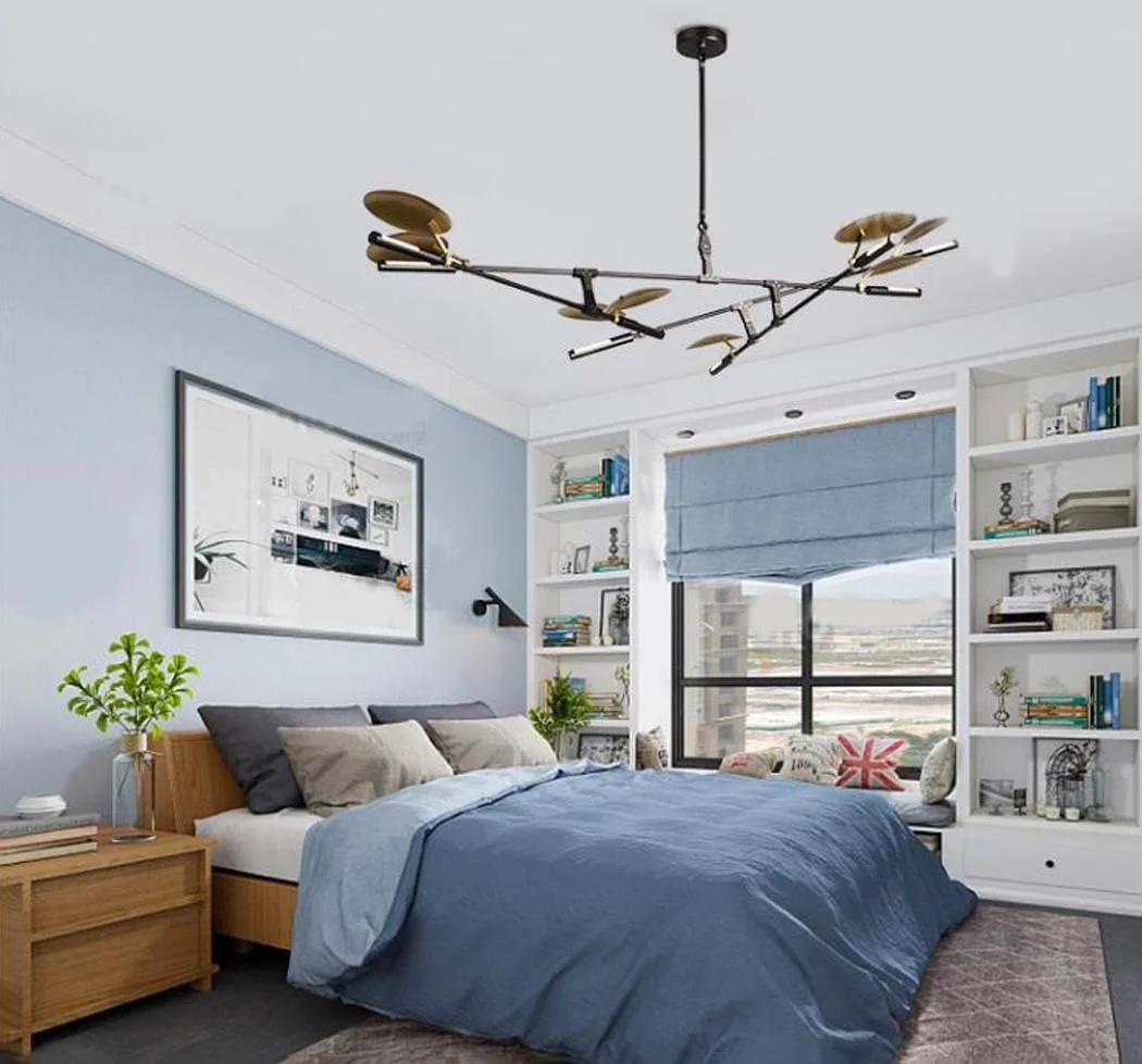 لوستر یون‌ژی - لوستر ال‌ای‌دی، آویز تزئینی پروانه‌ای طلایی مدرن با ۸ شاخه، چراغ آویز خلاقانه برای اتاق ناهارخوری، اتاق نشیمن و اتاق نمونه