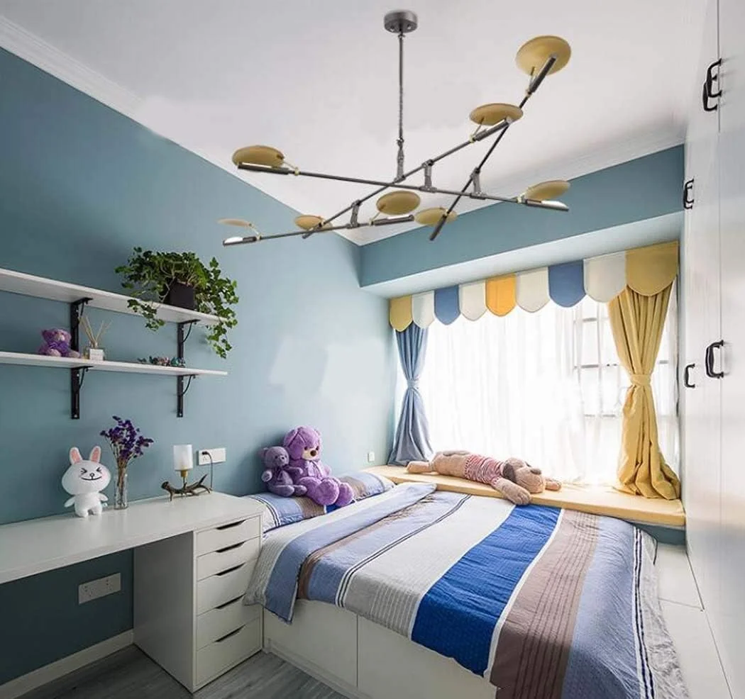 لوستر یون‌ژی - لوستر ال‌ای‌دی، آویز تزئینی پروانه‌ای طلایی مدرن با ۸ شاخه، چراغ آویز خلاقانه برای اتاق ناهارخوری، اتاق نشیمن و اتاق نمونه